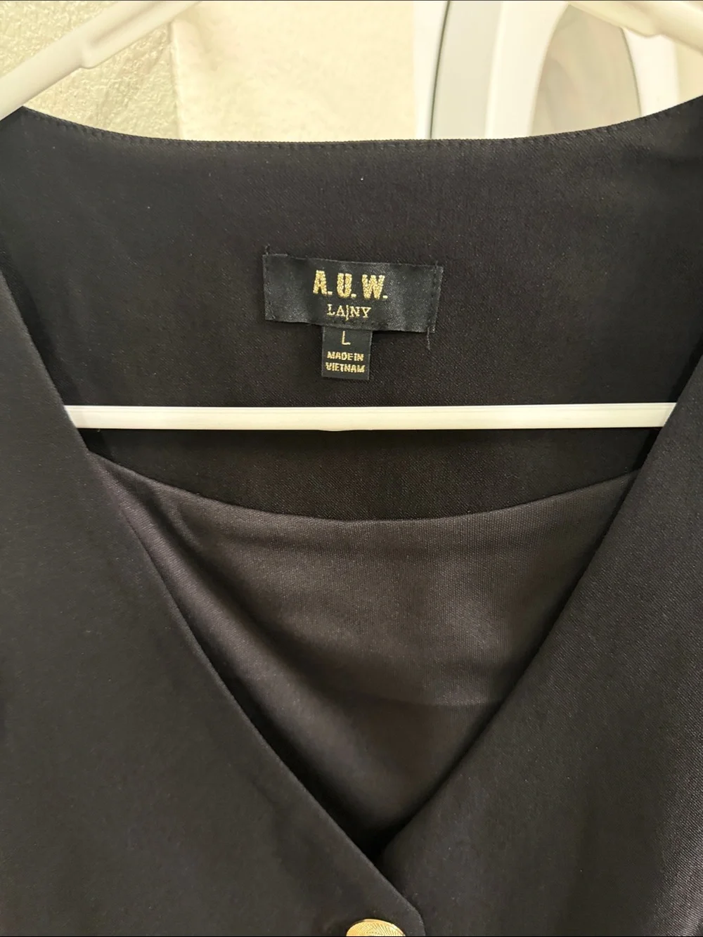AUW Black Sleeveless Vest Dress with Gold Buttons